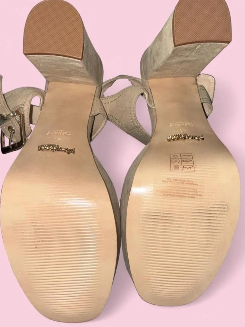 Prima Donna Taupe Suede Platform Sandals with Gold Accent